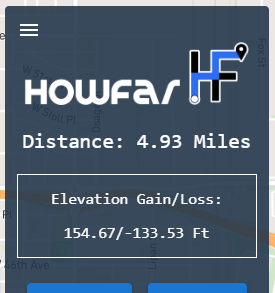Displayed distance and estimated elevation change