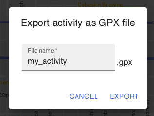 Choose a custom filename before exporting an activity