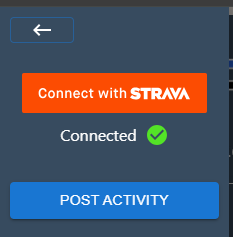 Connect with Strava and Post Activity buttons